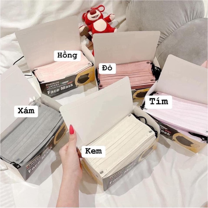 KHÔNG HỘP Khẩu trang Y Tế Thái 1 lớp hơn 30 màu hottrent