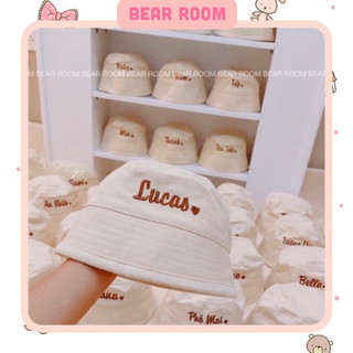 Nón bucket thêu tên bé