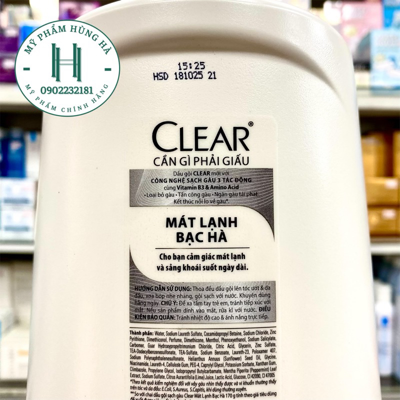 Dầu gội Clear Bạc Hà chai 1.4kg, 1400g, 1.36l, mát lạnh da đầu, sạch gàu, sảng khoái