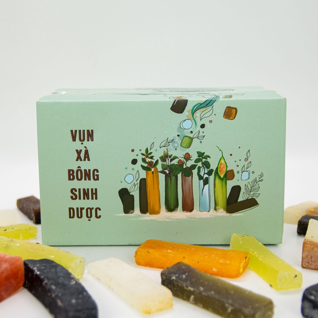 Vụn xà bông sinh dược chiết xuất từ thiên nhiên, Hộp 1kg - Tặng kèm 2 túi lưới tạo bọt
