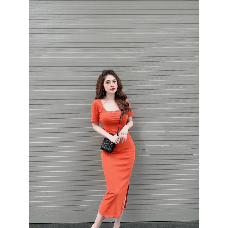 Đầm thun ôm cổ U