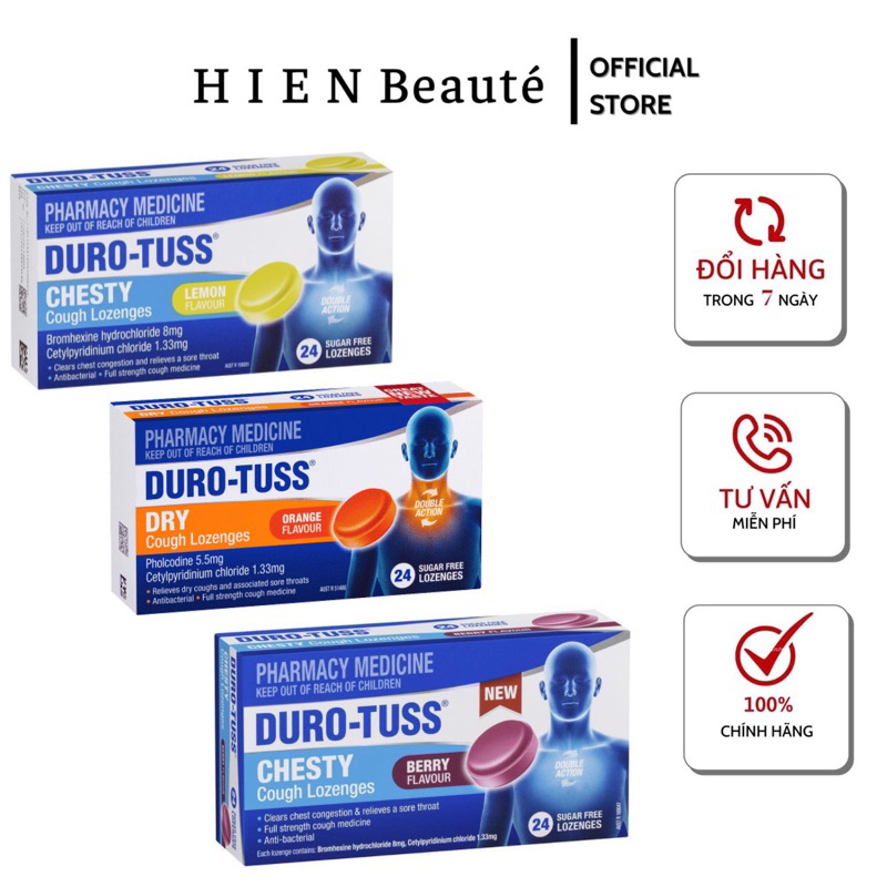 Kẹo Ngậm Ho Duro-Tuss Dry Cough Lozenges 24v