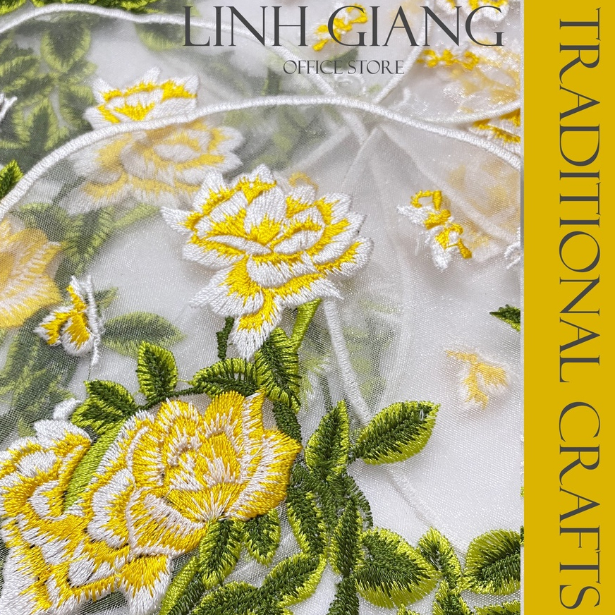 Miếng ren xuyên thấu, thủ công thêu hoa, phụ kiện_LINH GIANG