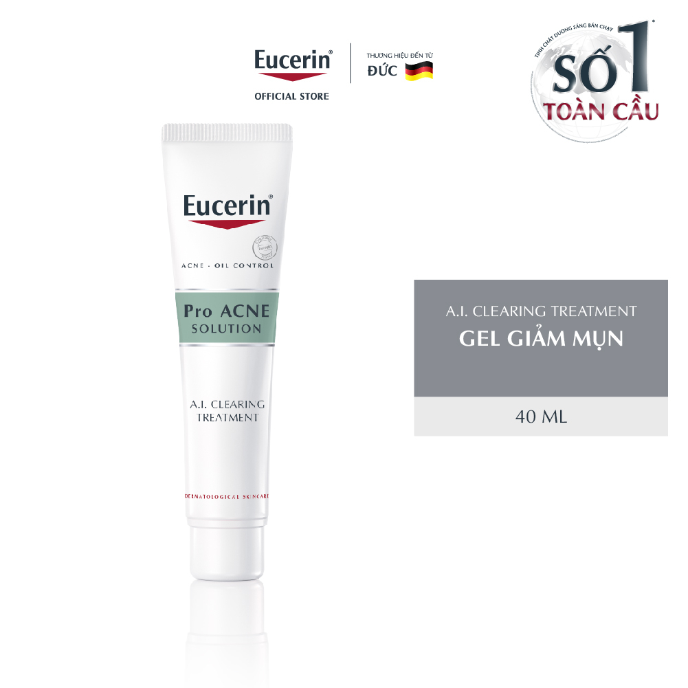 [Tặng Gel Rửa Mặt 199K] Gel Giúp Giảm Mụn & Nhờn Eucerin Pro Acne A.I. Clearing Treatment 40ml