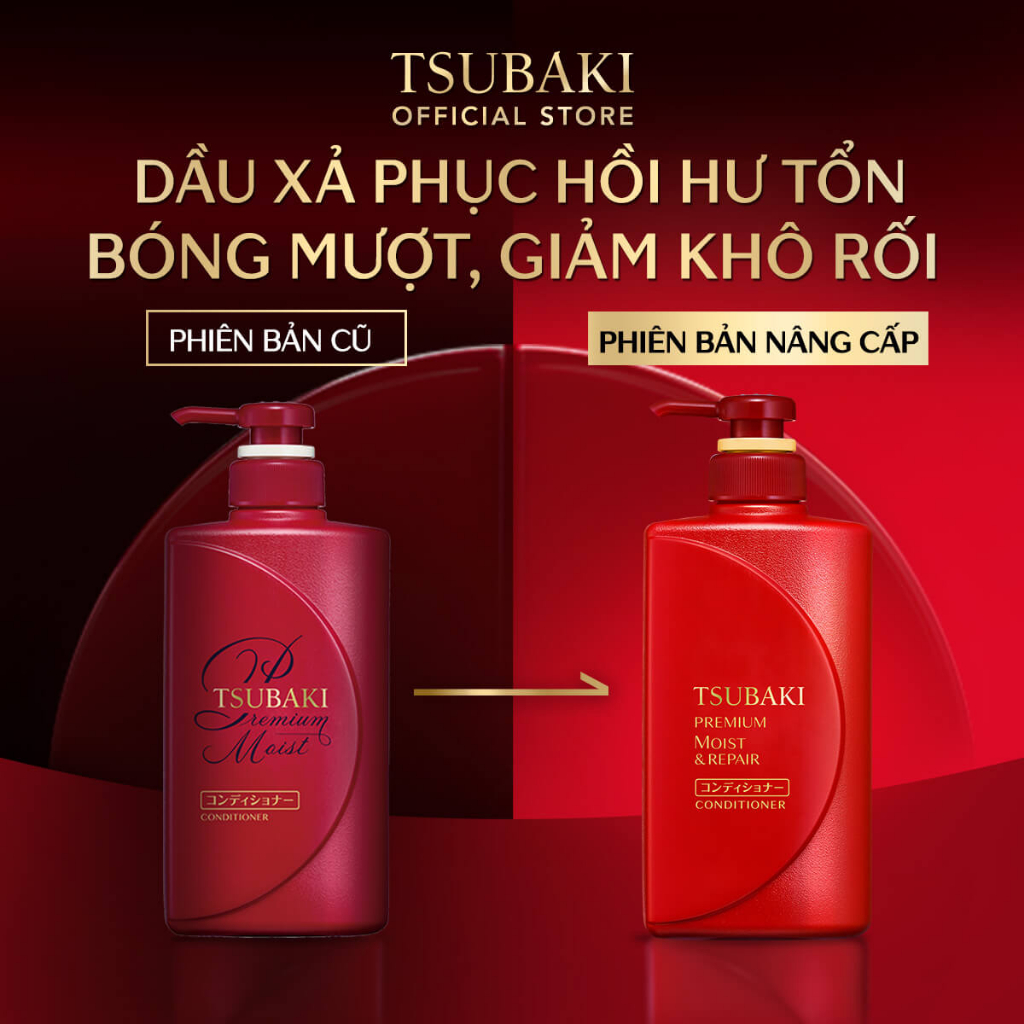 Dầu xả Dưỡng tóc bóng mượt Premium Moist Tsubaki (490ml/chai)