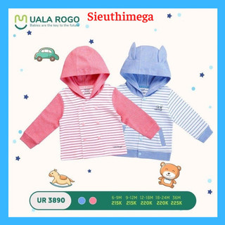 Áo khoác liền mũ nỉ kẻ 2 màu cho bé trai/ bé gái UalaRogo