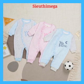 Bộ body sơ sinh nỉ trần bông cúc bấm cài lệch Moon@