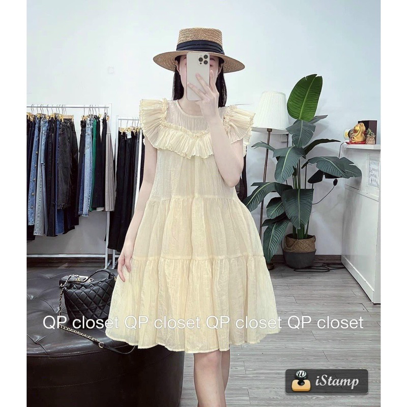 Đầm Bèo Tơ Nhăn Hai Lớp Sát Nách Dáng Rộng Mã Y011