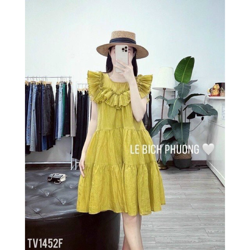 Đầm Bèo Tơ Nhăn Hai Lớp Sát Nách Dáng Rộng Mã Y011