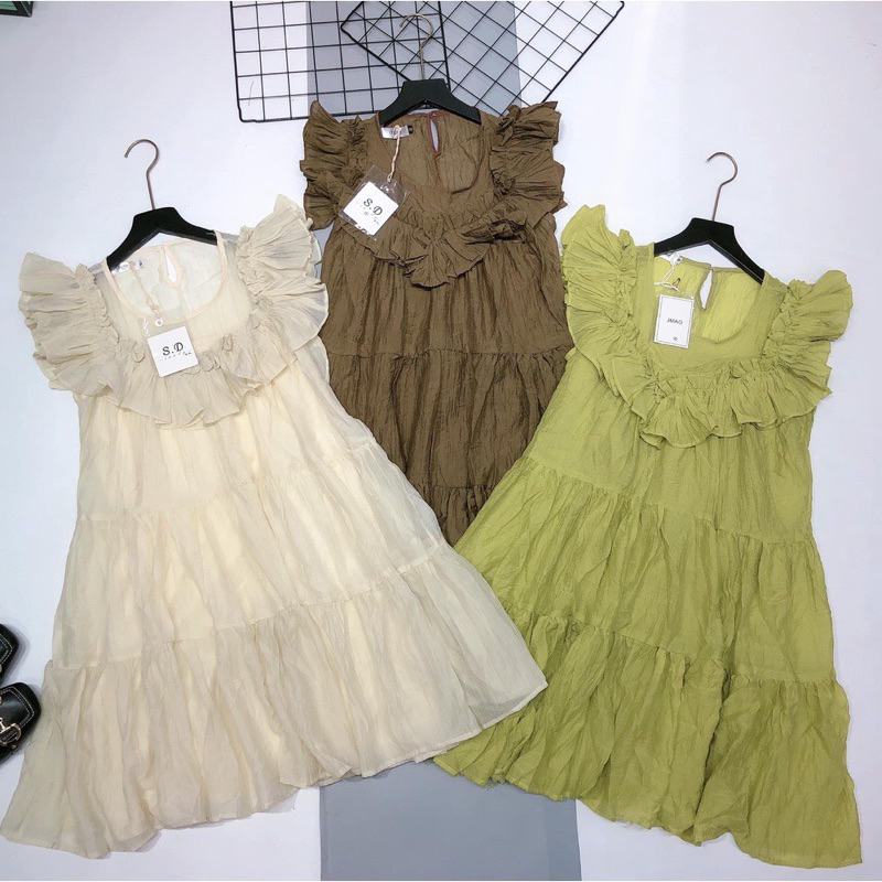 Đầm Bèo Tơ Nhăn Hai Lớp Sát Nách Dáng Rộng Mã Y011