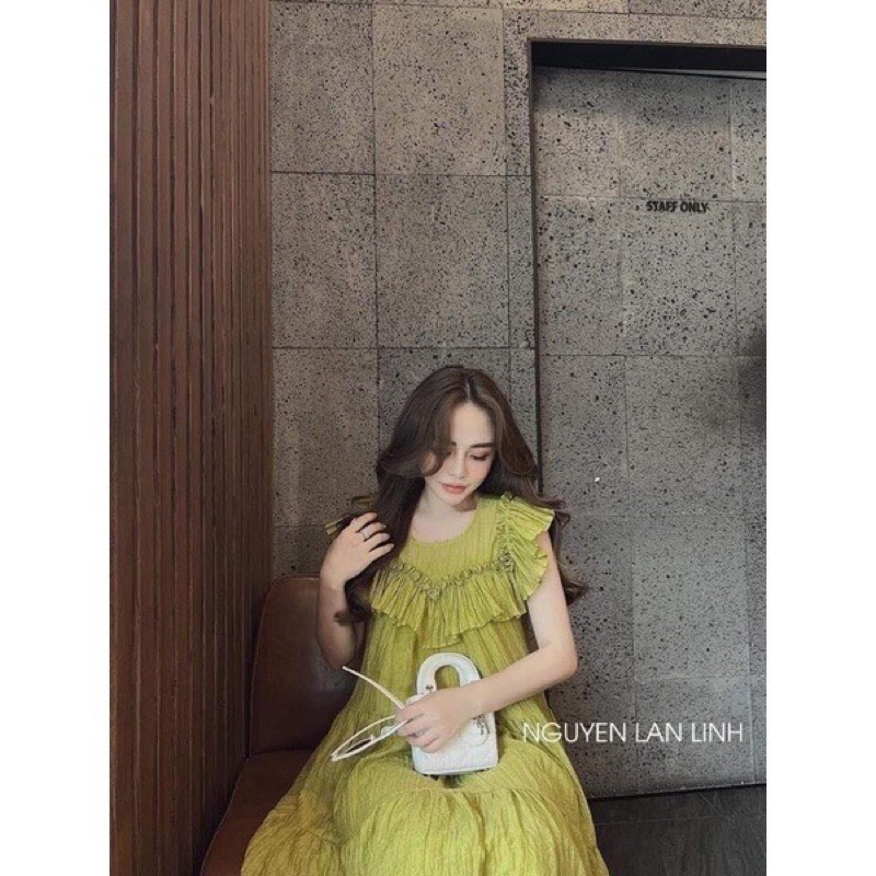 Đầm Bèo Tơ Nhăn Hai Lớp Sát Nách Dáng Rộng Mã Y011