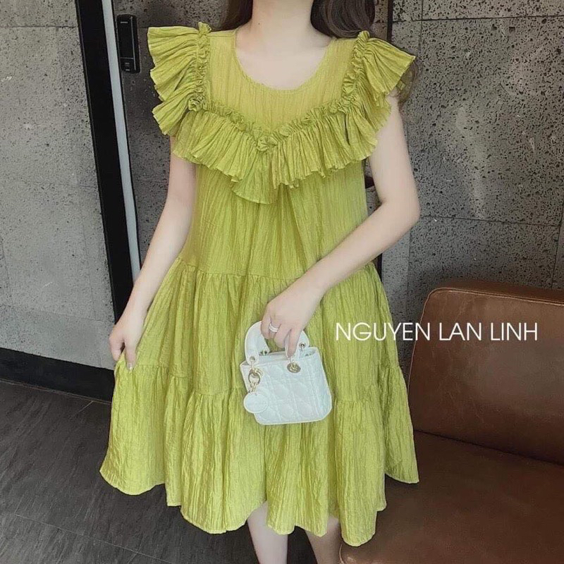 Đầm Bèo Tơ Nhăn Hai Lớp Sát Nách Dáng Rộng Mã Y011