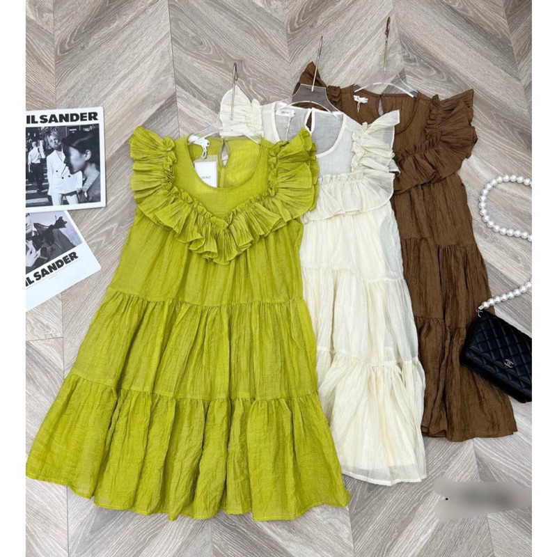 Đầm Bèo Tơ Nhăn Hai Lớp Sát Nách Dáng Rộng Mã Y011