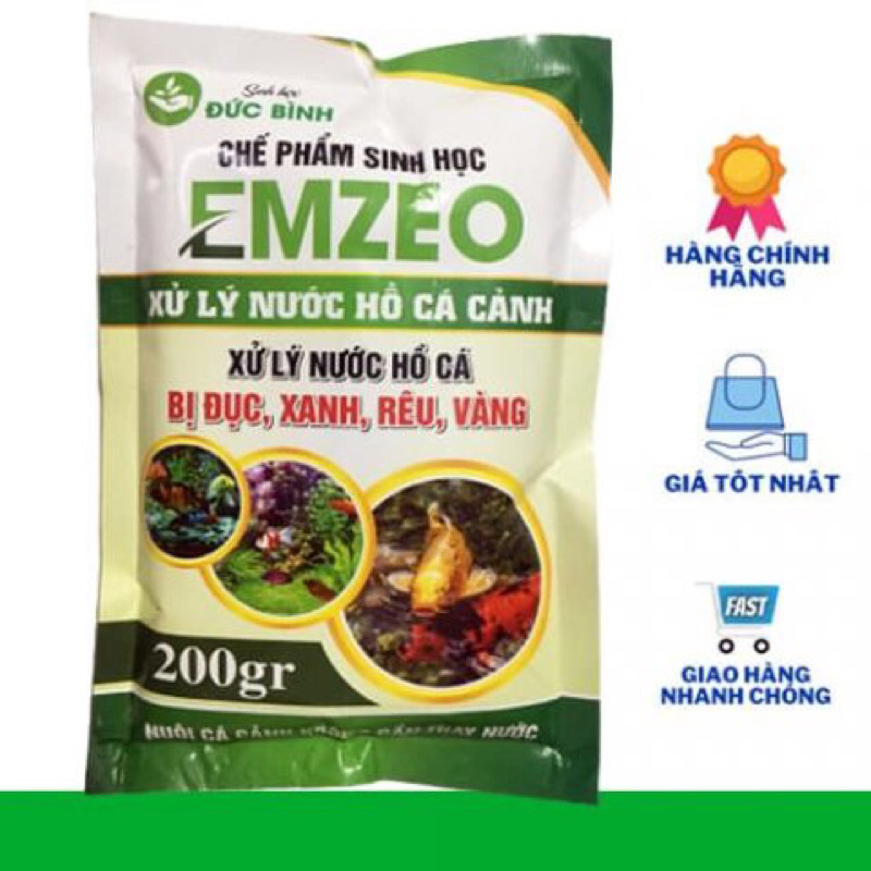 Emzeo cá cảnh - Men xử lý nước hồ Cá cảnh bị đục, xanh rêu, vàng ( gói 200g)