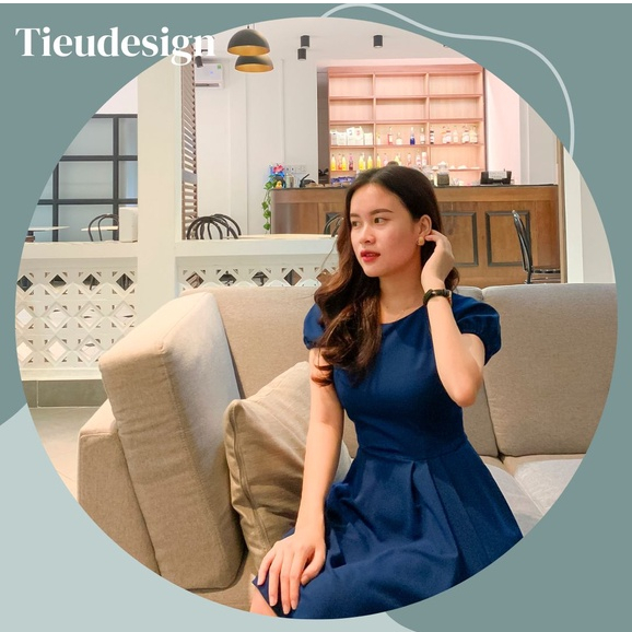 Đầm xanh lệch tà hở vai siêu tôn dáng ẢNH THẬT