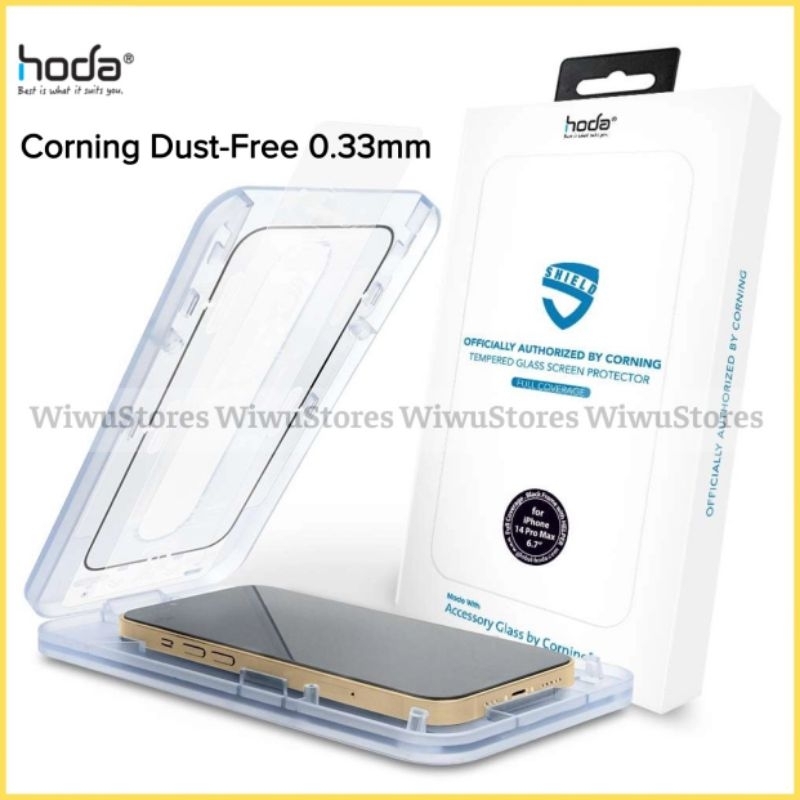 Kính dán cường lực kèm khung trợ dán HODA 0.33mm chống trầy AGbC by Corning cho iPhone 15 Pro Max, 14 Pro Max ,13 Promax