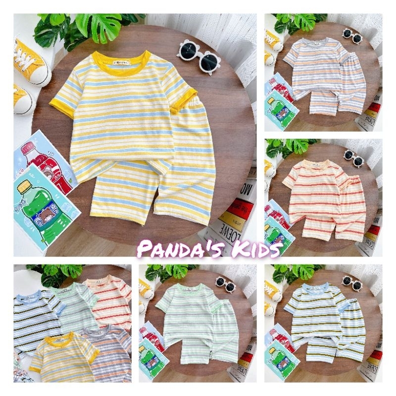 Tay ngắn quần lửng sọc dệt size 90-150 minkymom