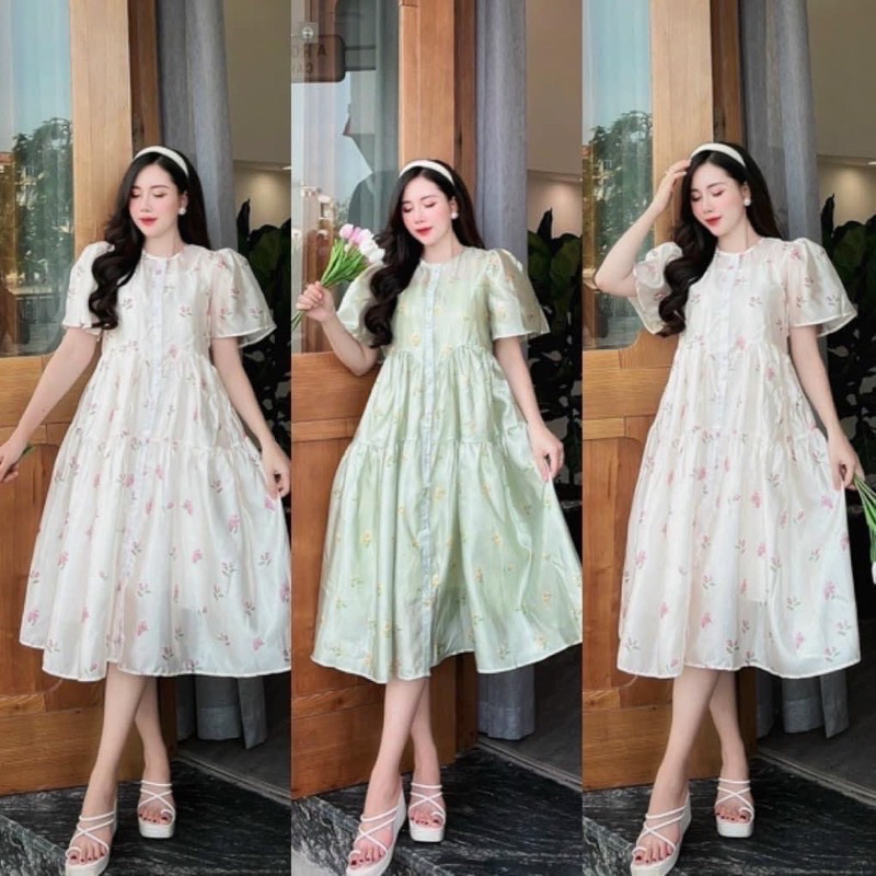 Váy Bầu hoa thiết kế đuôi cá tơ mềm 2 lớp, siêu sang chảnh, xinh nhẹ nhàng cho mẹ - VH62