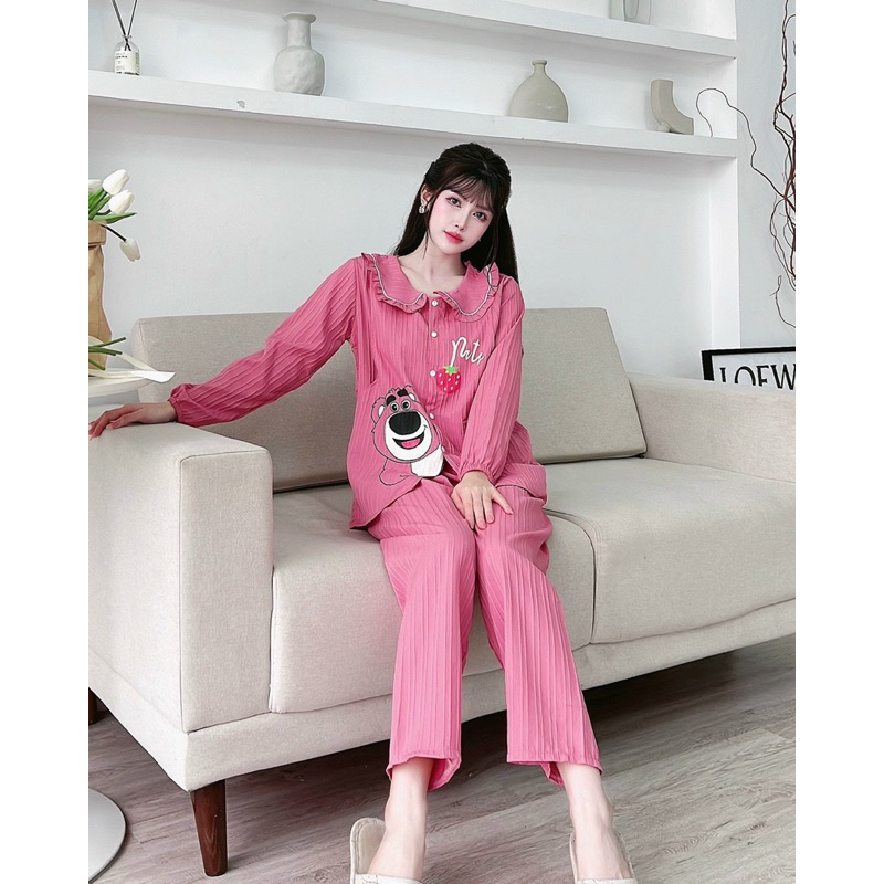 Bộ Pijama Mặc Nhà Cho Bầu Và Sau Sinh Dài Tay Đũi Gân Mã HH042