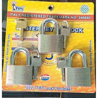 Bộ 3 ổ đến 10 ổ khoá yeti chống cắt 60mm loại dùng chung 1 chìa khoá tổng