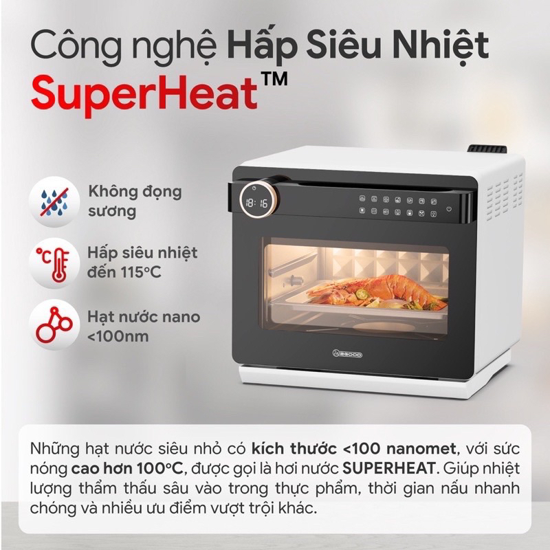 Nồi chiên không dầu kèm hấp 2GOOD S100 Inox dung tích 20 lít