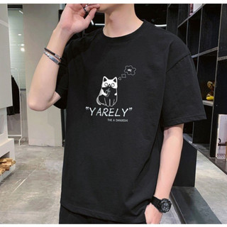 Áo thun tay lỡ nam nữ, áo phông form rộng chất cotton in hình (mèo)