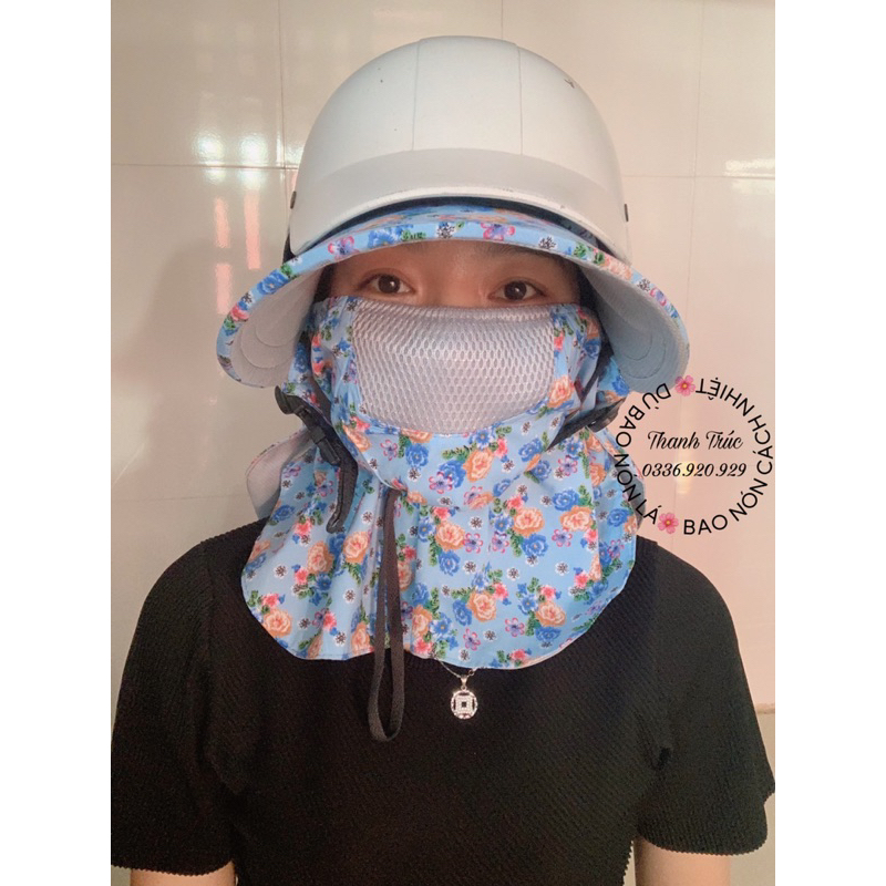 🔥NÓN CHỐNG NẮNG🌞Che mát Full Mặt/Cổ/Vai Có dây rút+ lưới thông hơi