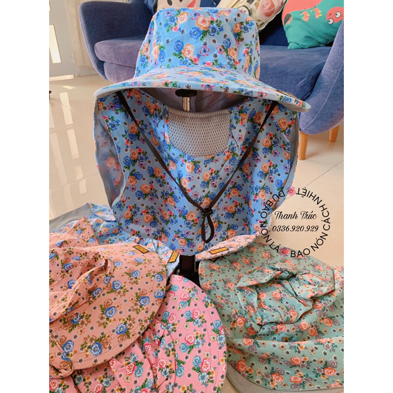 🔥NÓN CHỐNG NẮNG🌞Che mát Full Mặt/Cổ/Vai Có dây rút+ lưới thông hơi