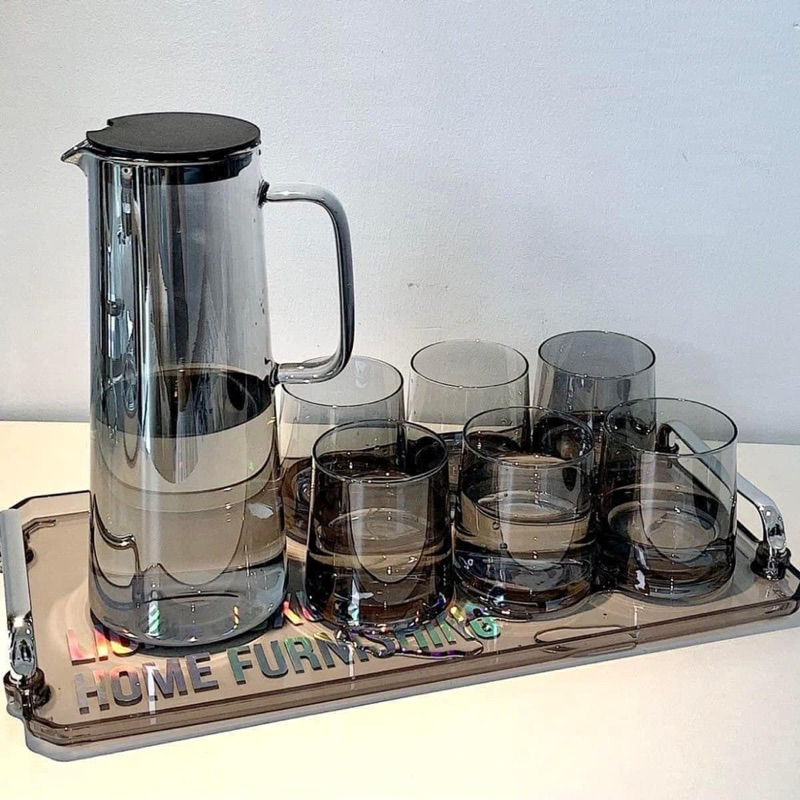SET BỘ CỐC THUỶ TINH +BÌNH + KHAY UỐNG NƯỚC