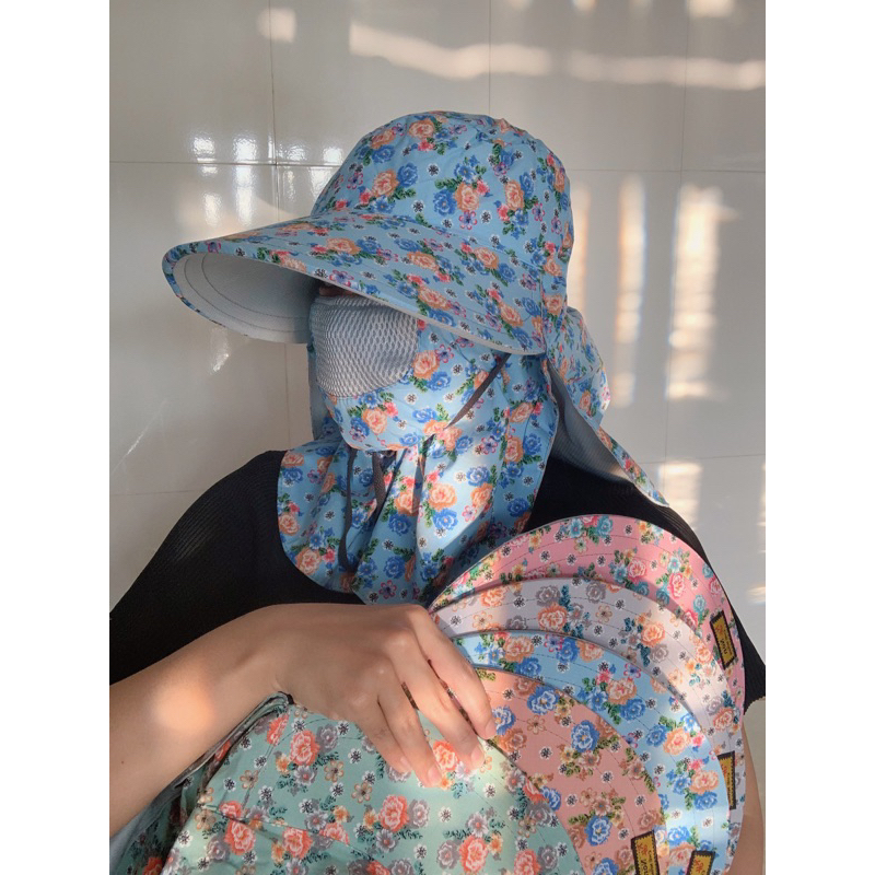 🔥NÓN CHỐNG NẮNG🌞Che mát Full Mặt/Cổ/Vai Có dây rút+ lưới thông hơi