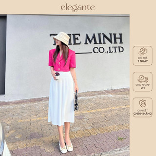 Chân váy xếp ly dài Elegante 88191007 trắng, đen, hồng, cam, kem, nâu.