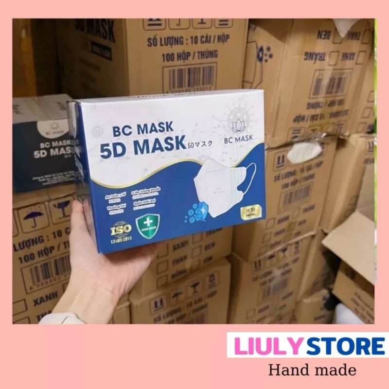THÙNG 100 cái KHẨU TRANG 5D BC  MASK 3 lớp kháng khuẩn, không mùi, không lem son