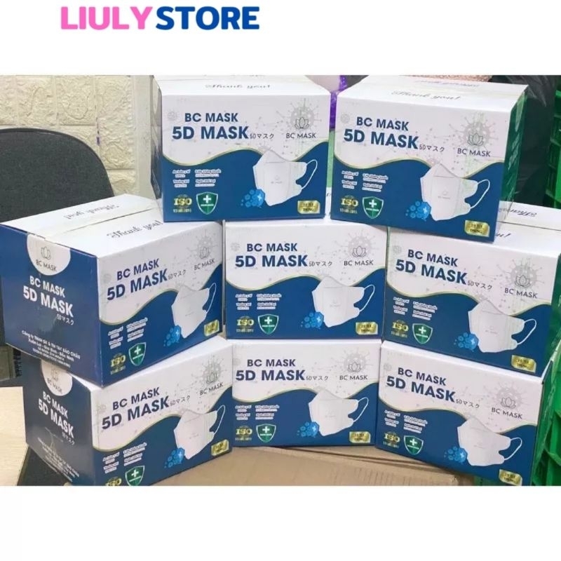 THÙNG 100 cái KHẨU TRANG 5D BC  MASK 3 lớp kháng khuẩn, không mùi, không lem son