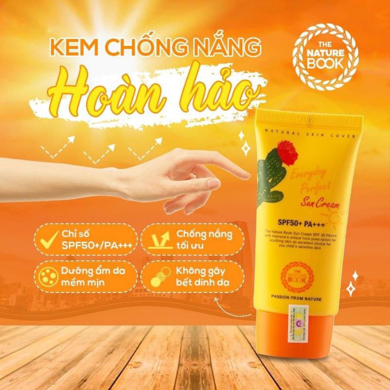 Kem chống nắng hoàn hảo Nature Book, SPF50+/PA+++ ,ngừa lão hóa và ung thư da