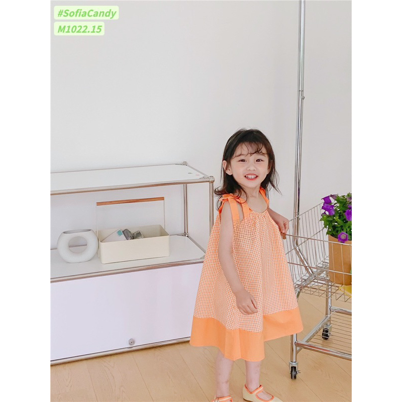 [THANH LÝ]- Váy kẻ cam Sofia Candy size 12/18m-10y