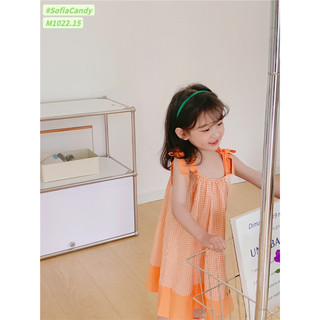 [THANH LÝ]- Váy kẻ cam Sofia Candy size 12/18m-10y