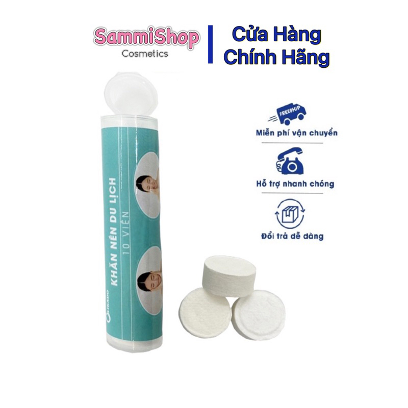 Khăn lau mặt Cotton Kháng Khuẩn hộp ống 10 viên  Likado Dạng Nén tiện dụng cho du lịch, công tác