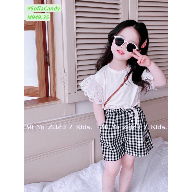 HTK- Sét áo trắng quần kẻ Sofia Candy size 18/24m-11/12y (13-45kg)