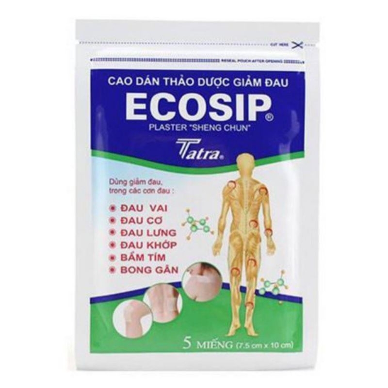 5 bịch miếng dán giảm đau thảo dược Ecosip bịch 5 miếng