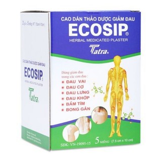 5 bịch miếng dán giảm đau thảo dược Ecosip bịch 5 miếng