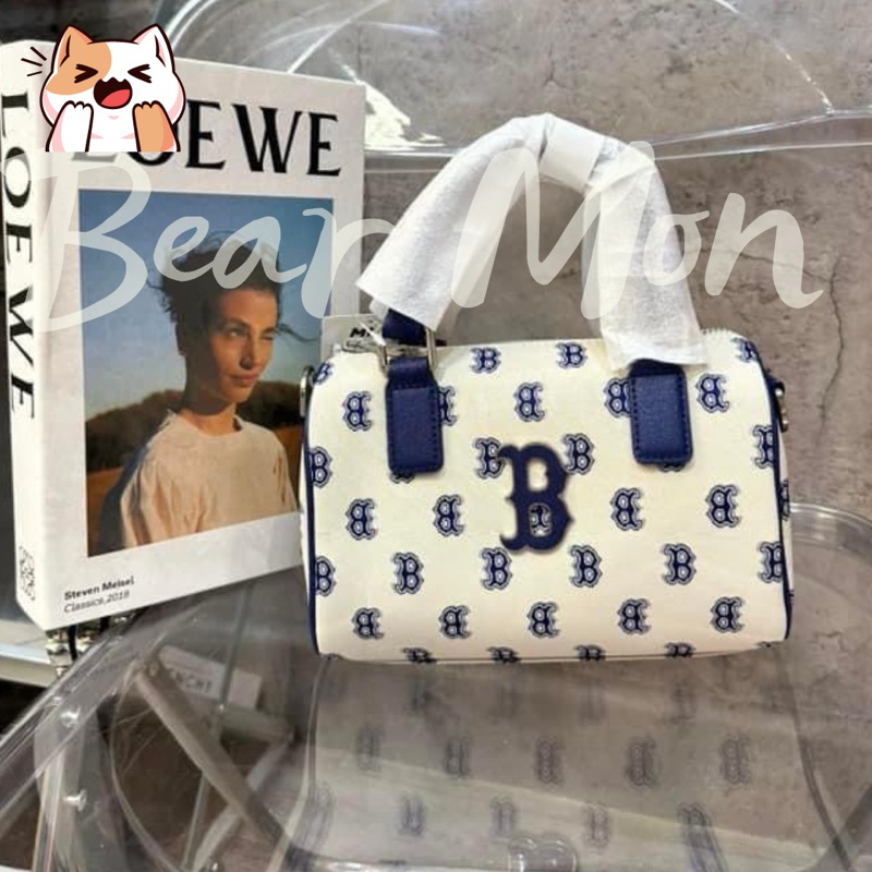 Túi Trống MLB Classic Monogram Jacquard Boston Bag S Boston Red Sox 3Abws013N Logo Màu trắng màu đen