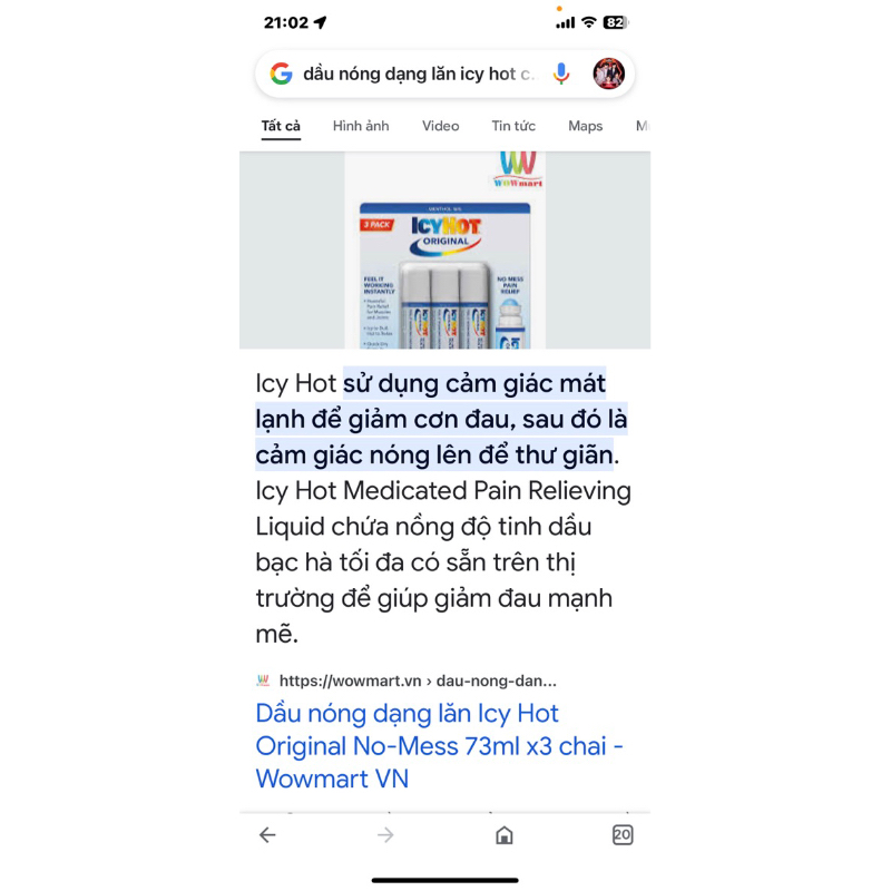 (chính hãng Mỹ) dầu nóng dạng lăn Icyhot max 73ml icy hot