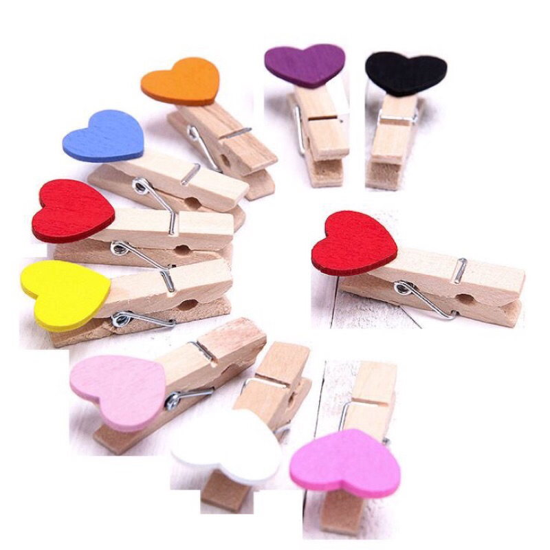 Kẹp gỗ hình trái tim dùng để treo ảnh