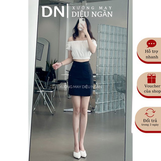 Chân váy chữ A dáng ngắn xẻ tà lệch chất vải umi chân váy công sở xẻ gấu
