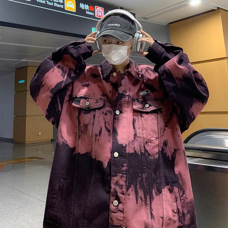 Áo khoác denim hoa tiết vân mây chất liệu cao cấp