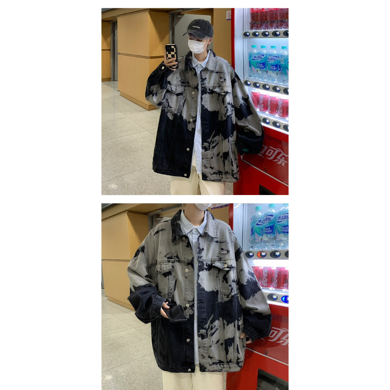 Áo khoác denim hoa tiết vân mây chất liệu cao cấp