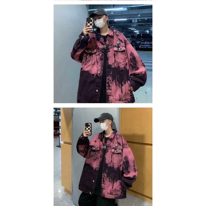 Áo khoác denim hoa tiết vân mây chất liệu cao cấp