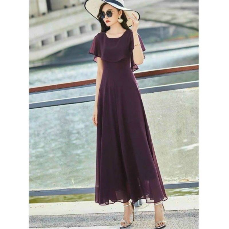 ĐẦM MAXI CỔ TRÒN BÈO