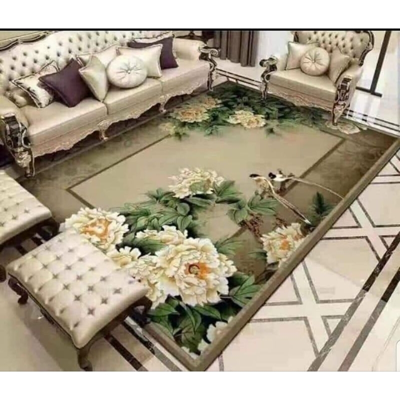 Thảm trải sàn bali 5D mẫu hoa lan tím 1m6x2m3