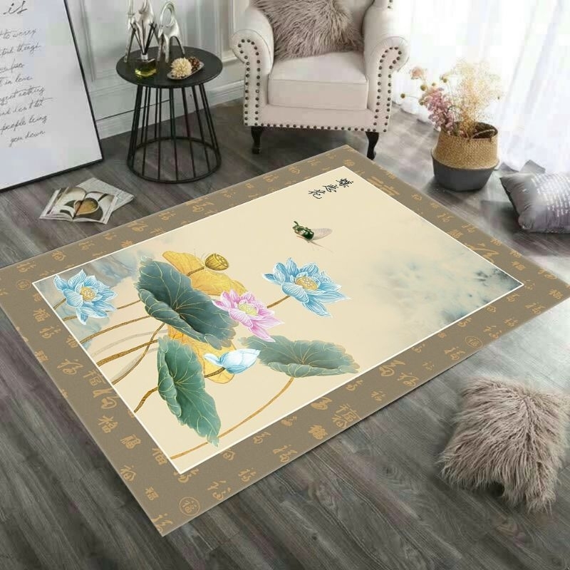 Thảm trải sàn bali 5D mẫu hoa lan tím 1m6x2m3